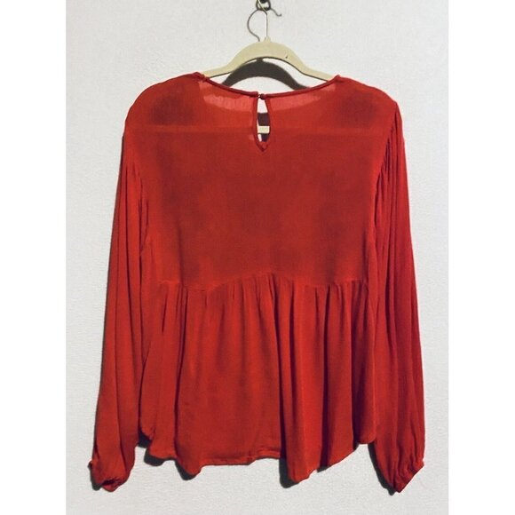 Altard State Top Womens Medium Red Floral Embroidered Peasant Boho Flowy - Picture 4 of 7